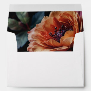 Elegant vintage peachy red floral moody boho envelope