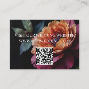 Elegant vintage peachy red floral moody QR code Enclosure Card