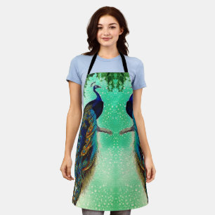 Elegant vintage peacock artwork  apron