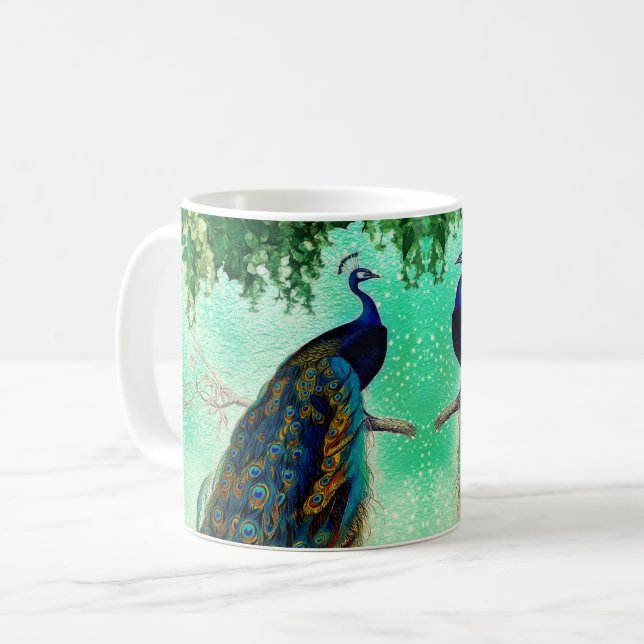 Elegant vintage peacock artwork   mug (Front Left)