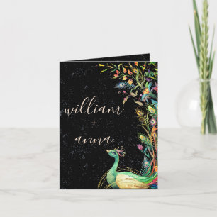 Elegant Vintage Peacock Garden Wedding Invitation