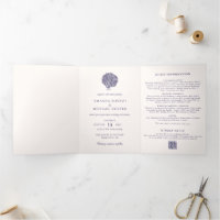 Elegant Vintage Peacock Midnight Blue Wedding
