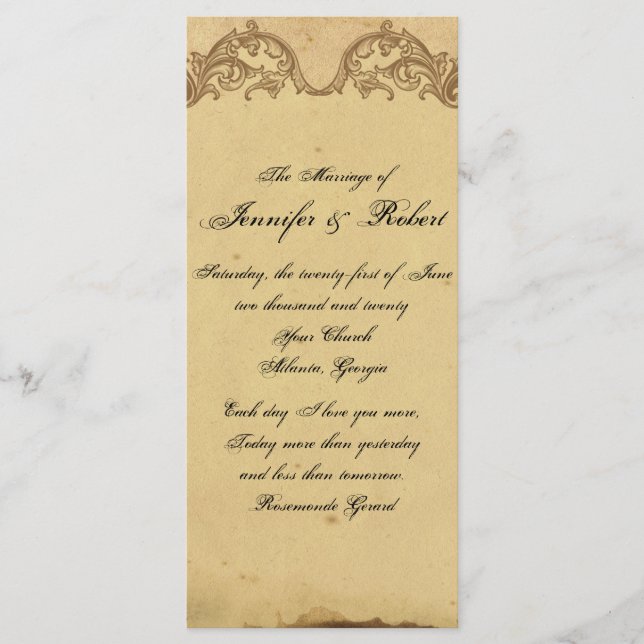 Elegant Vintage Peacock Posh Wedding Program Programme (Front)