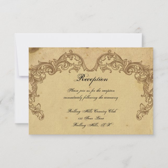 Elegant Vintage Peacock Posh Wedding Reception Invitation (Front)