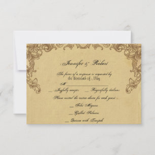 Elegant Vintage Peacock Posh Wedding Response Card