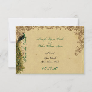 Elegant Vintage Peacock Posh Wedding Save the Date