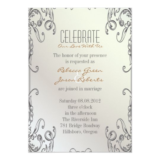 elegant vintage pearl floral peacock wedding card