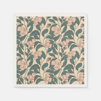 Elegant Vintage Peony Floral – Timeless Botanical  Napkin