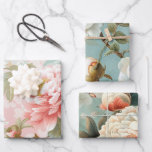 Elegant Vintage Peony Pastel Floral Gift Wrapping Paper Sheet<br><div class="desc">These Elegant Vintage Peony Pastel Floral Gift Wrapping Paper Sheets beautifully blend soft pink and blue hues, presenting a refined and soothing palette ideal for special occasions. The design features an array of vintage peony illustrations, each detailed with meticulous care to evoke the classic elegance of floral art. The peonies...</div>