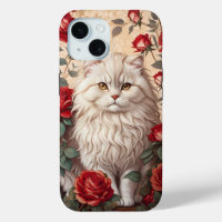 Elegant Vintage Persian Cat With Roses