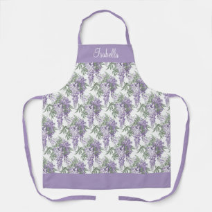 Elegant Vintage Personalised Purple Wisteria Apron