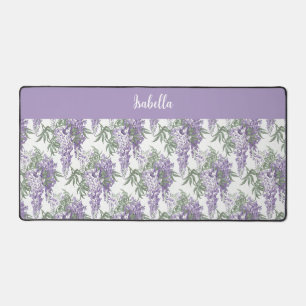 Elegant Vintage Personalised Purple Wisteria  Desk Mat