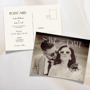 Elegant Vintage Photo Wedding Invitation Postcard