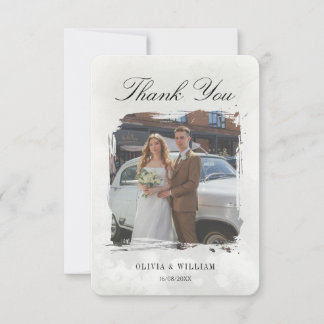 Elegant Vintage Photo Wedding Thank You Card