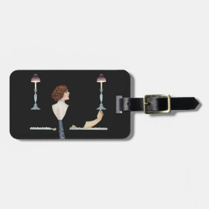 Elegant Vintage Piano Girl Luggage Tag