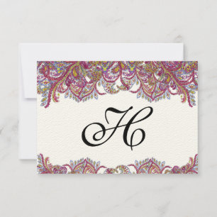 Elegant Vintage Pink and Blue Feathery RSVP Card