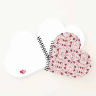 Elegant Vintage Pink & Burgundy Floral Pattern Notebook