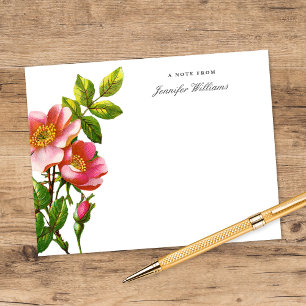 Elegant Vintage Pink Climbing Rose Floral w/ Name Card