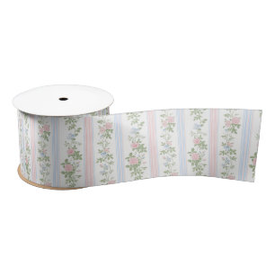 Elegant Vintage Pink Floral Satin Ribbon