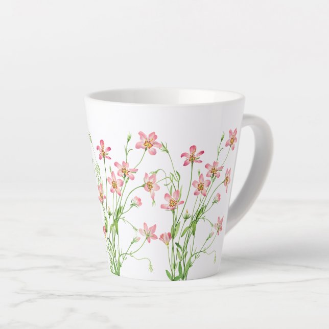 Elegant Vintage Pink Floral Small Latte Mug (Right Angle)