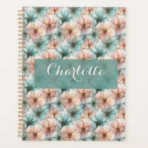 Elegant Vintage Pink & Green Floral Personalized Planner