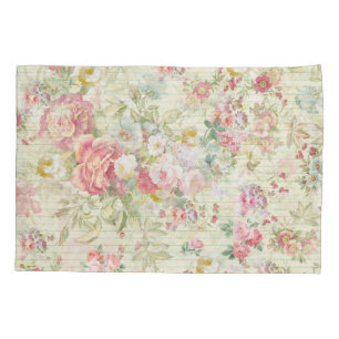 elegant vintage pink pastel floral pattern pillowcase