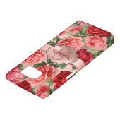 Elegant Vintage Pink Red Roses Floral Monogrammed Case-Mate Samsung Galaxy Case (Bottom)