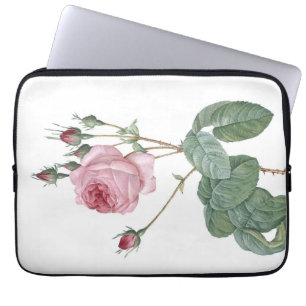 Elegant Vintage Pink Rose Botanical Laptop Sleeve