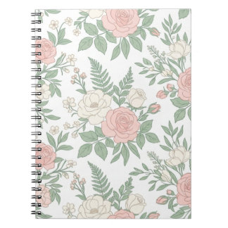 Elegant Vintage Pink Rose Floral Notebook Journal