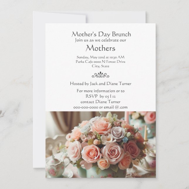 Elegant Vintage Pink Rose Mother's Day  Invitation (Front)