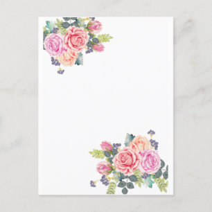 Elegant Vintage Pink Rose Stationery Postcard
