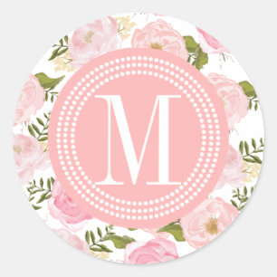 Elegant Vintage Pink Roses Personalised Classic Round Sticker