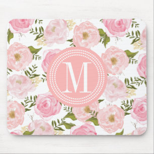 Elegant Vintage Pink Roses Personalised Mouse Mat