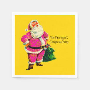 Elegant Vintage pink Santa Christmas Party  Napkin