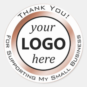 Elegant Vintage Pink Thank You Your Logo Here Classic Round Sticker
