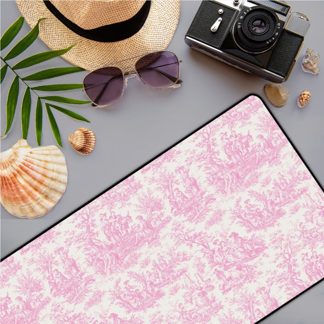 Elegant vintage pink toile de jouy  desk mat (Creator Uploaded)
