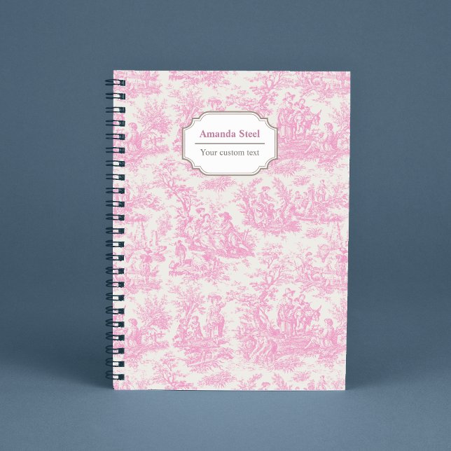 Elegant vintage pink toile de jouy notebook (Creator Uploaded)