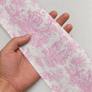 Elegant vintage pink toile de jouy satin ribbon