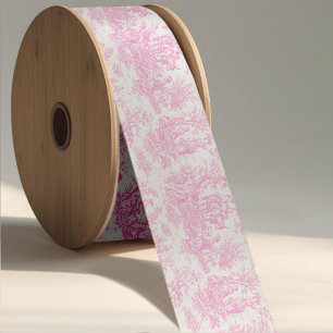 Elegant vintage pink toile de jouy satin ribbon