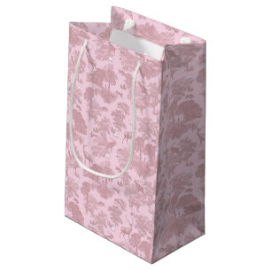 Elegant Vintage Pink Toile Deer Woodland Small Gift Bag