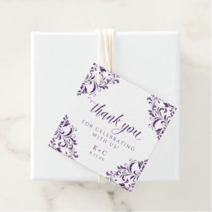 Elegant Vintage Plum Purple Wedding Favour Tags
