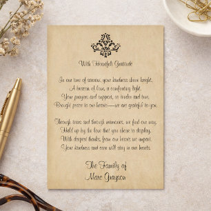 Elegant Vintage Poem Sympathy Thank You Notes