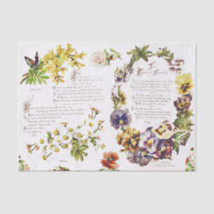 Elegant Vintage Poetry Flowers Antique Book Tissue Paper