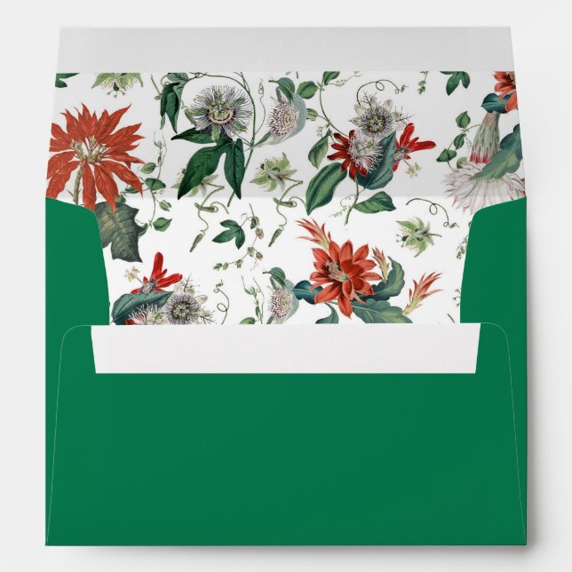 Elegant Vintage Poinsettia Christmas Flowers Envelope (Back (Bottom))