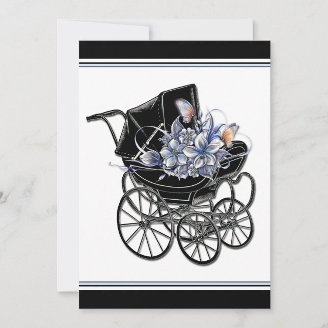 Elegant Vintage Pram Baby Shower Invitation (Front)