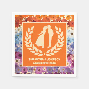 Elegant Vintage Pressed Flowers Ombre Wedding Napkin