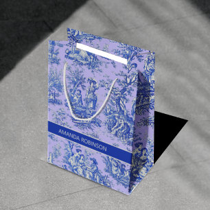 Elegant Vintage Purple Blue Toile de Jouy Gift Medium Gift Bag