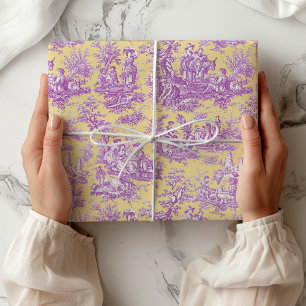 Elegant Vintage Purple Blue Toile de Jouy Pattern Wrapping Paper