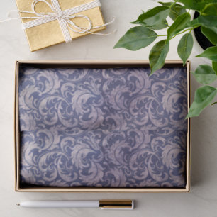 Elegant Vintage Purple Damask Pattern Tissue Paper