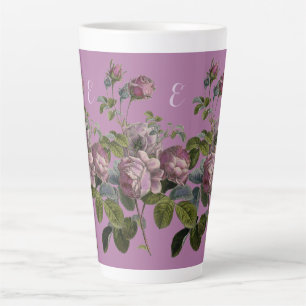 Elegant Vintage Purple Floral Latte Large Mug